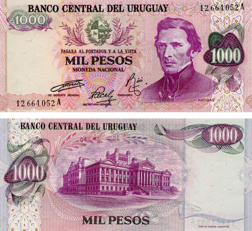фото Уругвай 1000 песо 1974 UNC (P52)