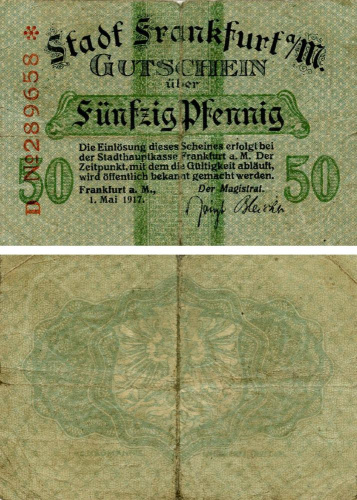 фото Германия Нотгельд  50 пфеннигов 1917 F-VF Франкфурт