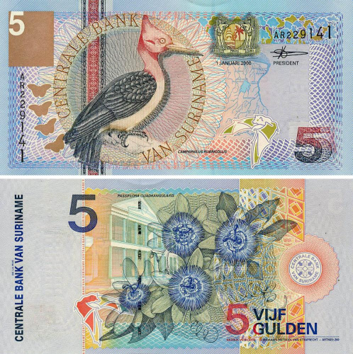 фото Суринам 5 гульденов 2000 UNC (P146)