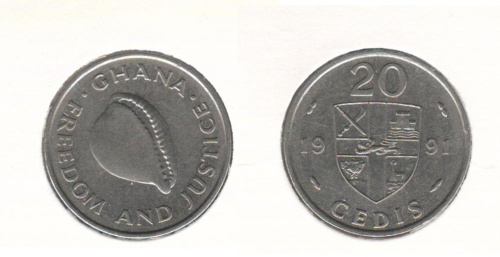 фото Гана 20 седи 1991 F-VF (KM#30)