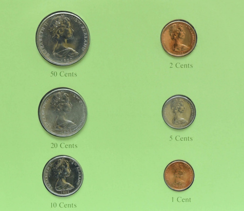фото Новая Зеландия Набор монет 1980-1981 UNC 1, 2, 5, 10, 20, 50 центов и 1 марка в сувенирной упаковке