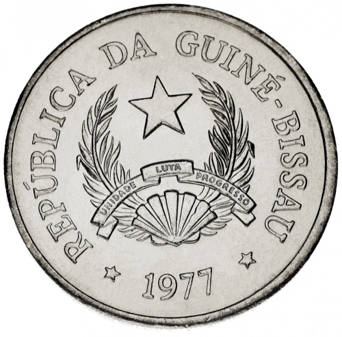 фото Гвинея-Бисау набор из 4 монет 1977 AU-UNC 50 сентаво, 1, 2,5, 5 песо