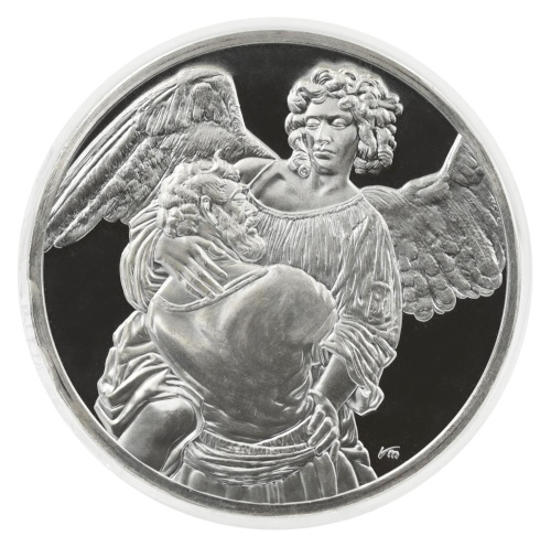 фото США Памятная медаль 1972-1976 Серебро Proof Рембрандт - Борьба Иакова с ангелом (Ag 925, 67 грамм)