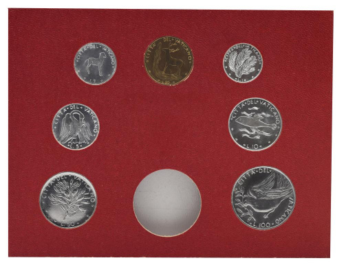 фото Ватикан набор из 7 монет 1975 AU-UNC 1, 2, 5, 10, 20, 50, 100 лир