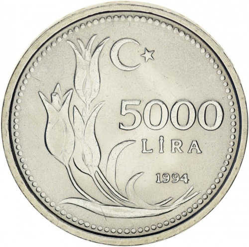фото Турция 5000 лир 1994 AU-UNC