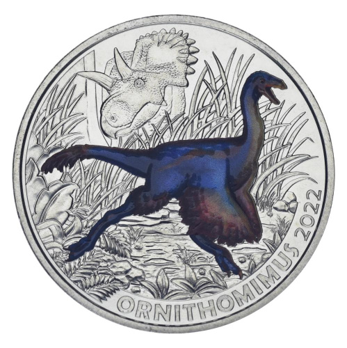 фото Австрия 3 евро 2022 UNC Динозавр - Орнитомим
