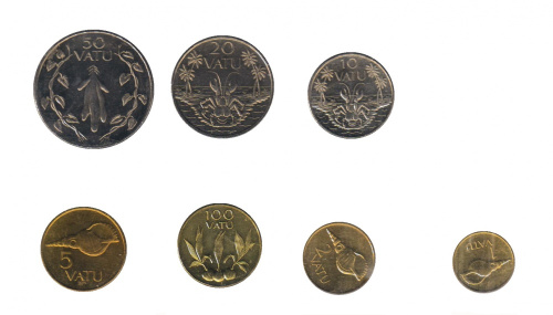 фото Вануату набор из 7 монет 1999-2009 UNC 1, 2, 5, 10, 20, 50, 100 вату