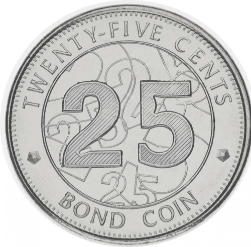 фото Зимбабве 25 центов 2014 UNC