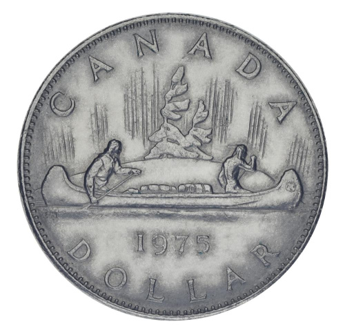фото Канада 1 доллар 1975 F-VF Регулярный выпуск - Путешествие на каноэ
