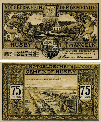 фото Германия Нотгельд  75 пфеннигов 1921 F-VF  Хусби