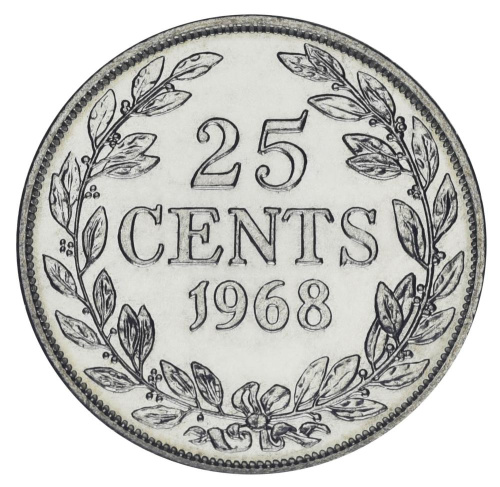 фото Либерия 25 центов 1968 UNC