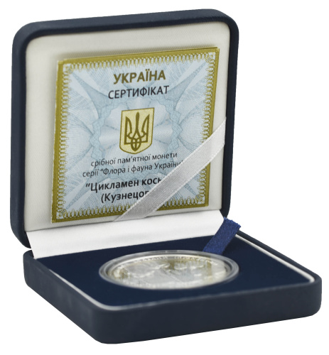 фото Украина 10 гривен 2014 Серебро UNC Цветы - Цикламен косский (Ag 925, унция, 31.1 грамм в чистоте)