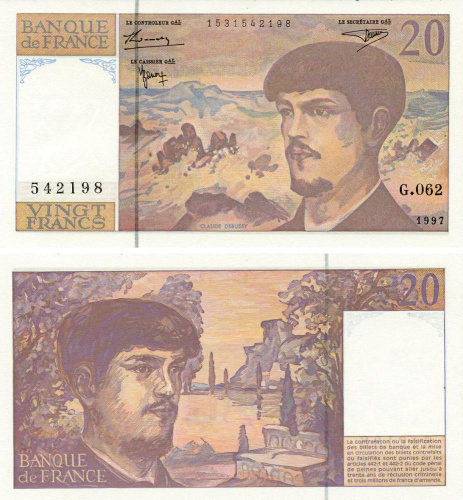 фото Франция 20 франков 1997 UNC (P151i)