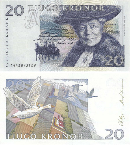 фото Швеция 20 крон 1991 UNC (P61)
