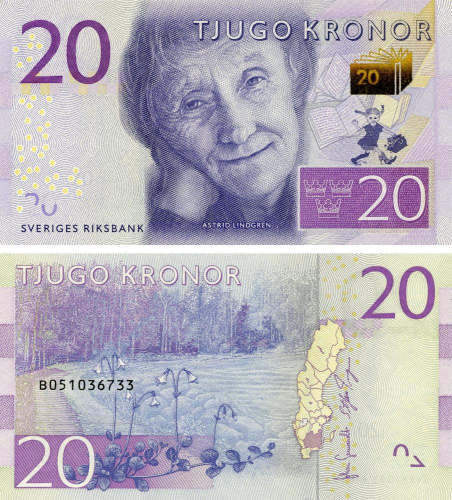 фото Швеция 20 крон 2015 UNC (P69)
