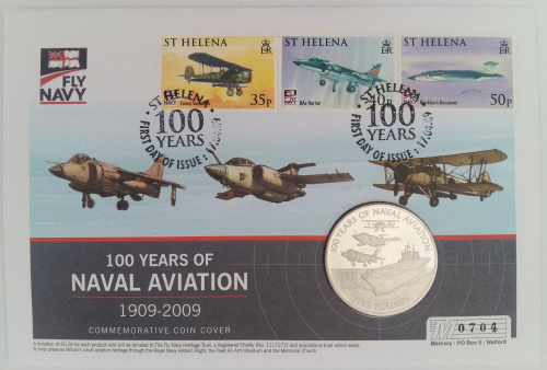 фото Гернси 5 фунтов 2009 «Военно-морской флот - 100 лет Военно-морской авиации» UNC (KM#222)