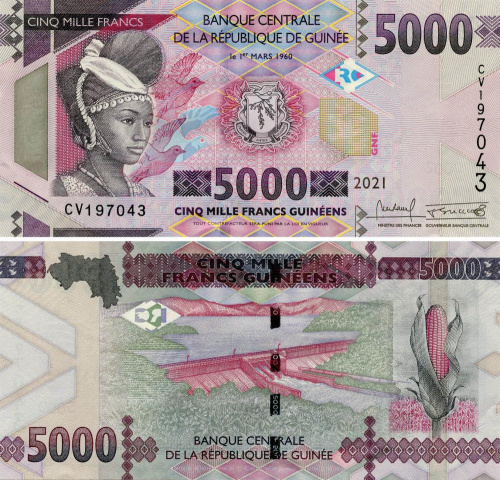 фото Гвинея 5000 франков 2021 UNC (P49с)