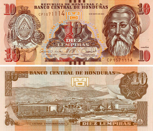 фото Гондурас 10 лемпир 2024 UNC (P99)