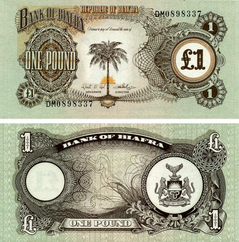 фото Биафра 1 фунт 1969 UNC (P5a)