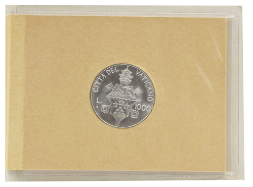 фото Ватикан 1000 лир 1978 Серебро UNC Римский папа - Иоанн Павел I (Ag 835, 14,6 грамм)