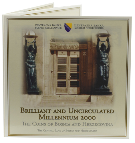фото Босния и Герцеговина набор из 5 монет 2000 UNC 10, 20, 50 фенингов, 1, 2 марки в сувенироной упаковке