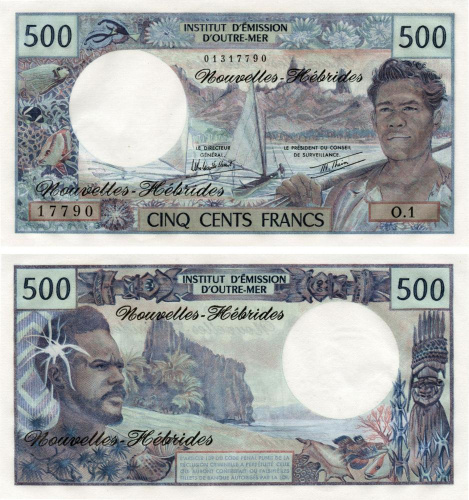 фото Новые Гебриды 500 франков 1970-1980 UNC (P19)