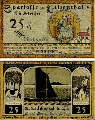 фото Германия Нотгельд  25 пфеннигов  1921 G-VG Лилиенталь