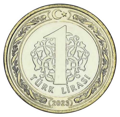 фото Турция 1 лира 2023 Биметалл UNC