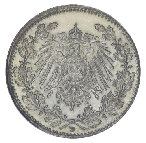 фото Германия 1/2 марки 1916 Серебро F-VF