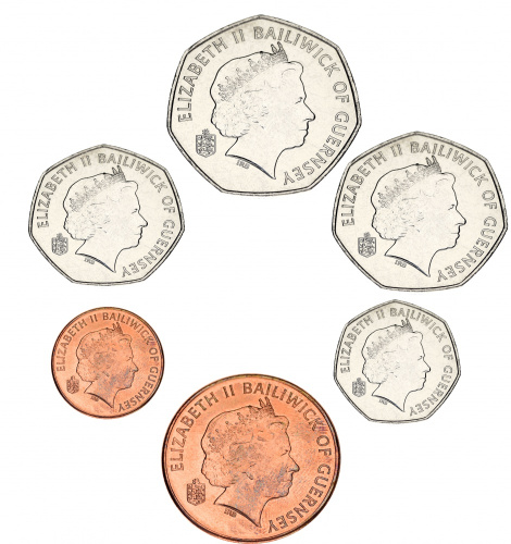 фото Гернси набор из 6 монет 2012 UNC 1, 2, 5, 10, 20, 50 пенсов