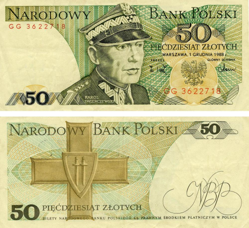 фото Польша 50 злотых 1988 F-VF (P142)