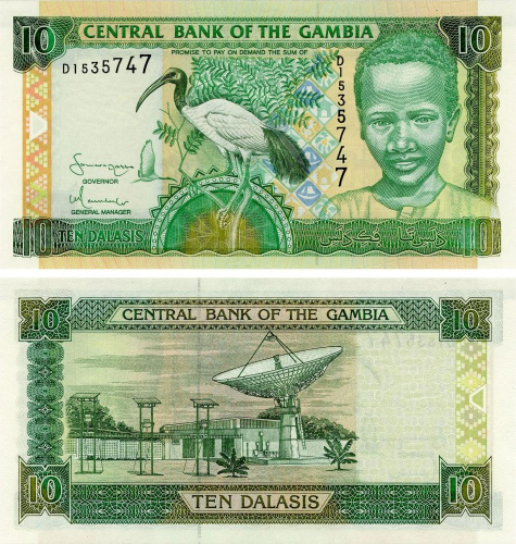 фото Гамбия 10 даласи 2005 UNC Птица (P21с)