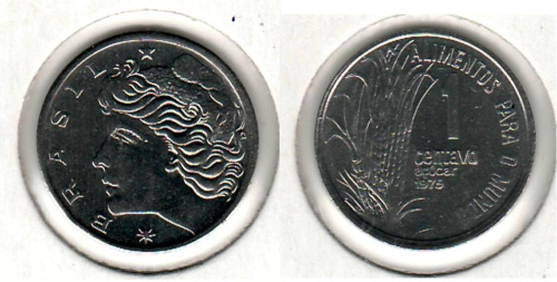 фото Бразилия 1 сентаво 1975 VF (km#585)