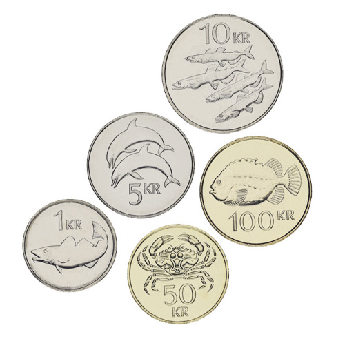 фото Исландия набор из 5 монет 2005-2011 UNC 1, 5, 10, 50, 100 крон