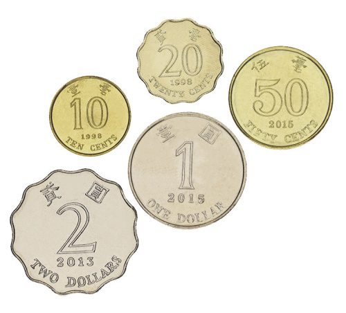 фото Гонконг набор из 5 монет 1998-2015 UNC 10, 20, 50 центов, 1, 2, доллара