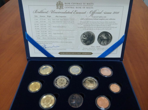 фото Мальта набор из 10 монет 2011 Proof в футляре