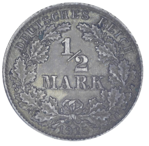 фото Германия 1/2 марки 1915 Серебро F-VF