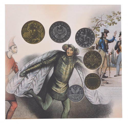 фото Австрия набор из 6 монет 2001 UNC 10, 50 грош, 1, 5, 10, 20 шиллингов в сувенирной упаковке