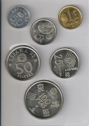 фото Испания набор из 5 монет «Чемпионат мира по футболу» UNC