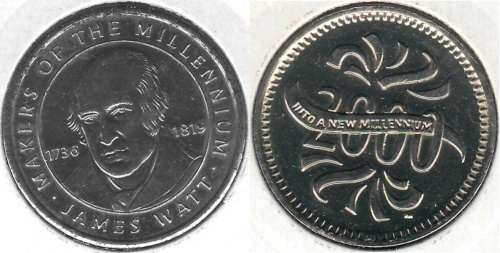 фото Великобритания Памятная медаль 2000 «Творцы тысячелетия - Джеймс Ватт» VF