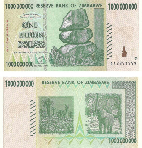 фото Зимбабве 1000000000 долларов 2008 UNC (P83)
