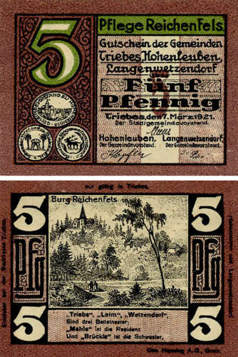 фото Германия Нотгельд  5 пфеннигов 1921  F-VF Райхенфельс