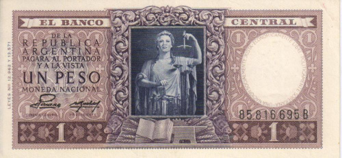фото Аргентина 1 песо 1952-1955 AU-UNC