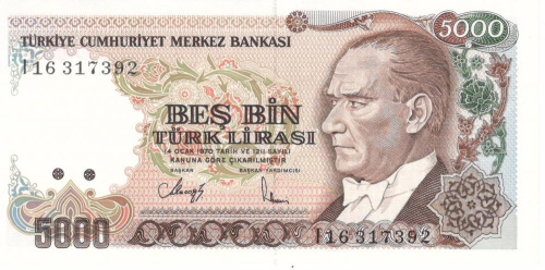 фото Турция 5000 лир UNC