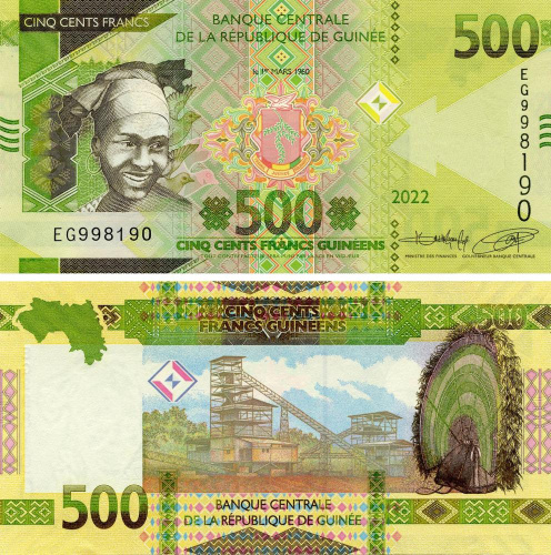 фото Гвинея 500 франков 2022 UNC (PW52)
