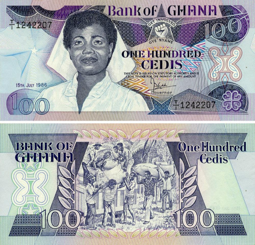 фото Гана 100 седи 1986 UNC (P26a)