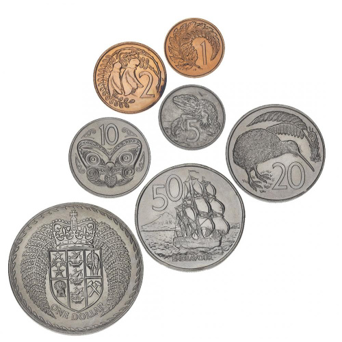 фото Новая Зеландия набор из 7 монет 1972 VF-AU 1, 2, 5, 10, 20, 50 центов, 1 доллар