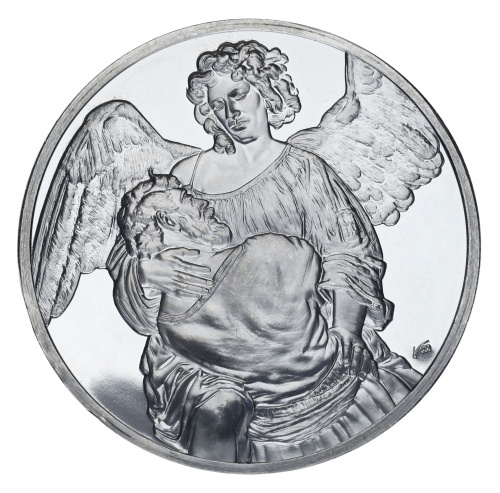 фото США Памятная медаль 1972-1976 Серебро Proof Рембрандт - Борьба Иакова с ангелом (Ag 925, 67 грамм)