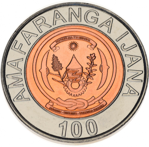 фото Руанда 100 франков 2007 Биметалл UNC (KM#32)