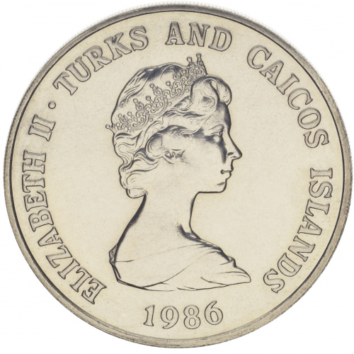 фото Теркс и Кайкос 1 крона 1986 «Королевская свадьба» UNC (KM#60)